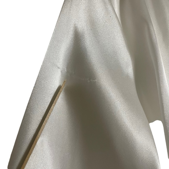 Calvin Klein Satin Surplice V-Neck Long Blouson Sleeve Cross White Blouse L - Picture 4 of 12